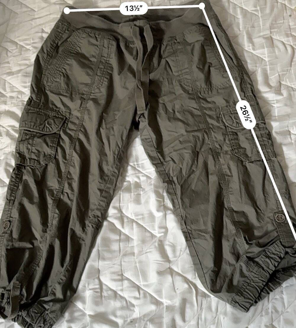 Calvin Klein Cropped Pants Womens Size Medium Adjustes String Button Hem